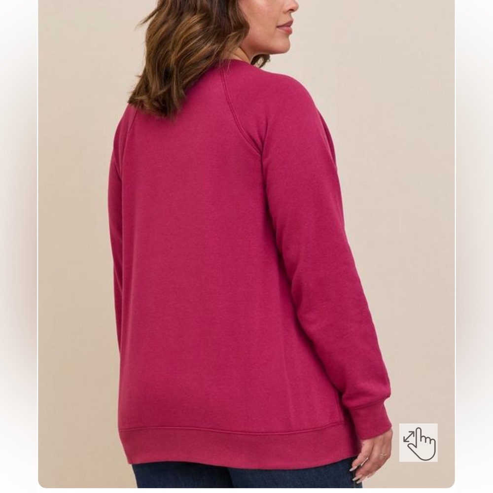 NWT Torrid silent stare cozy long sleeve fleece sweatshirt burgundy size 2x - Picture 4 of 9